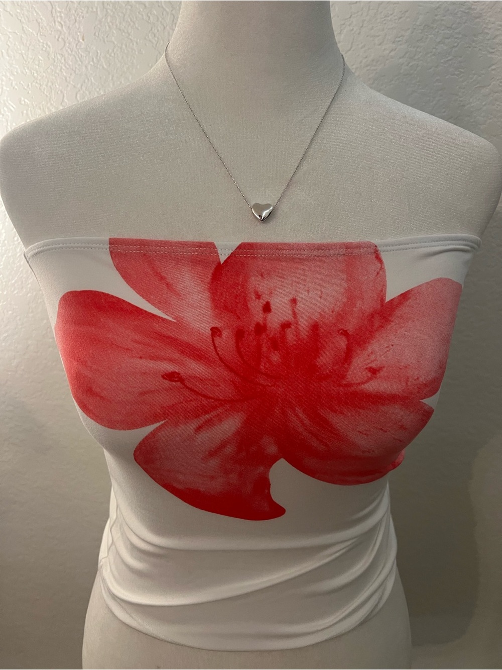 Trendy Queen White Floral Tube Top - Size S - Picture 2 of 6